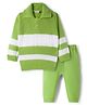 Babyhug Knit Full Sleeves Striped Sweater Set - Green