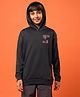 Technosport Knit Full Sleeves Relay Realm Text Printed Light Winter Hooded Sweatshirt- Black