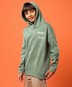 Technosport Knit Full Sleeves Space Theme Printed Light Winter Hooded Sweatshirt - Green