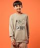 Technosport Knit Half Sleeves Basketball Theme Printed Light Winter Sweatshirt - Beige