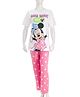 Bella Mama Disney Cotton Knit Drop Shoulder Half Sleeves Night Suit with Minnie Mouse Graphic - Pink & White