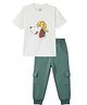 Funkrafts Knitted Knit Half Sleeves Puppy Printed Tee & Joggers Set - White & Green