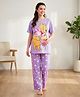 Bella Mama Disney Cotton Knit Drop Shoulder Half Sleeves Night Suit with Winnie the Pooh Graphic - Purple