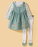 ToffyHouse Interlock Knit Full Sleeves Top & Bees Embroidered   Frock with Tights -  Mint