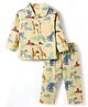 ToffyHouse Single Jersey Knit Full Sleeves Night Suit With Jungle Theme Print - Mustard