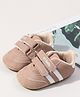 KIDLINGSS Striped My Baby Text Printed Velcro Closure Booties - Beige