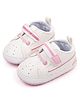 KIDLINGSS Perforated Velcro Closure Booties - White & Pink
