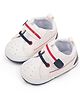 KIDLINGSS Perforated Velcro Closure Booties - White & Navy