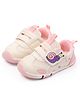 KIDLINGSS Mesh Detailed Snail Typography Printed Velcro Closure Shoes - White & Pink