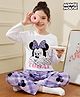 Pine Kids Disney Single Jersey Knit Full Sleeves Night Suit With Minnie Mouse Graphics - Lavender