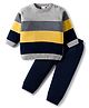 Babyhug Knit Full Sleeves Sweater Set With Stripes - Multicolour