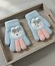 Ziory Woollen Knit Bunny Designed Gloves - Light Blue