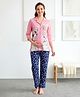 Bella Mama Disney 100% Cotton Knit Full Sleeves Front Open Nursing Night Suit With 101 Dalmatians Graphics - Multicolour
