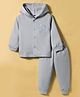 Simply Fleece Knit Full Sleeves Night Suit With Animal Embriodery - Grey