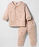 Simply Fleece Knit Full Sleeves Night Suit With House Print - Beige