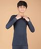 DOLLAR Cotton Blend Knit Full Sleeves Solid Thermal Vest - Blue