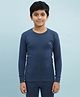 DOLLAR Fleece Knit Full Sleeves Brand Name Printed  Thermal Vest - Blue