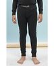 DOLLAR Fleece Knit Full Sleeves Brand Name Printed Thermal Trousers - Black