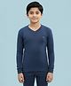 DOLLAR Fleece Knit Full Sleeves Brand Name Printed Thermal Vest - Blue