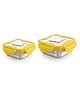 Steellock Smart Set of 2 Stainless Steel Tiffin Lunch Box For Kids and Adults | Airtight & Leakproof | Square Tiffin Box For School & Office With Steel Lid | Yellow 250 ml & 360 ml