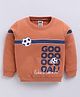 Nottie Planet Cotton Looper Knit Full Sleeves Football Printed Light Winter Sweatshirt - Brown