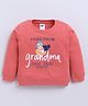 Nottie Planet Cotton Looper Knit Full Sleeves Hugs From Grandma Text Printed Light Winter Sweatshirt - Brown