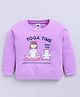 Nottie Planet Cotton Looper Knit Full Sleeves Girl & Cat Printed Light Winter Sweatshirt - Lavender