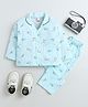 The Magic Wand Cotton Woven Full Sleeves Vehicles Printed Coordinating Night Suit Set - Blue