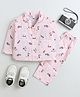The Magic Wand Cotton Woven Full Sleeves Helicopter Printed Coordinating Night Suit Set - Peach