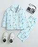 The Magic Wand Cotton Woven Full Sleeves Lemonade & Ice Cream Printed Coordinating Night Suit Set - Blue