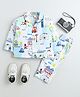 The Magic Wand Cotton Woven Full Sleeves London Theme Printed Coordinating Night Suit Set - White
