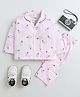 The Magic Wand Cotton Woven Full Sleeves Striped & Hot Air Balloon Printed Coordinating Night Suit Set - Pink