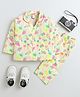 The Magic Wand Cotton Woven Full Sleeves Ice Cream Printed Coordinating Night Suit Set - Yellow