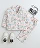 The Magic Wand Rayon Woven Full Sleeves Beach Theme Printed Coordinating Night Suit Set - Peach