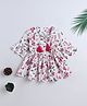 The Magic Wand Cotton Woven Three Fourth Sleeves Floral Printed Peplum Top - White