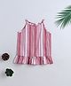 The Magic Wand Cotton Woven Sleeveless Striped Top - Pink