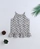 The Magic Wand Cotton Woven Sleeveless Chevron Printed Top - Grey
