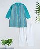 The Magic Wand Woven Full Sleeves Sequins Embellished Threadwork Detailed Kurta Pyjama Set - Turquoise Blue