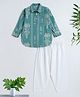 The Magic Wand 100% Cotton Woven Full Sleeves Floral Foil Printed Kurta & Pyjama Set - Teal Blue