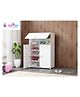 Butterthief Shoe Rack Plastic for Home- Slipper Stand, Multipurpose Printed Foldable Standing Shoe Rack (6 Shelf 3 Door) - White