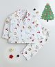 The Magic Wand Christmas Theme Rayon Woven Full Sleeves Candy Cane Printed Coordinating Night Suit Set - White