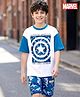 Pine Kids Marvel Single Jersey Knit Drop Shoulder Half Sleeves T-Shirt & Shorts Set With Avengers Graphics & Camouflage Detailing - Multicolor