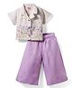 Twetoons Woven Half Sleeves Shirt & Pant Set with Floral Print - Lavender
