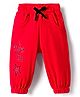 Olio Kids Knitted Full Length Lounge Pant With Text Print - Red