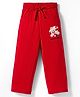 Olio Kids Knitted Full Length Lounge Pant With Floral Print - Red