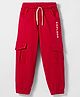 Olio Kids Knitted Full Length Lounge Pant with Text Print - Red