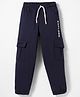 Olio Kids Knitted Full Length Lounge Pant with Text Print - Navy Blue