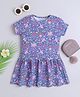 BABY NATION Cotton Knit Half Sleeves Fairies & Floral Printed Dress - Blue