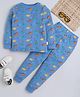BABY NATION Cotton Knit Full Sleeves Dinosaur Printed Coordinating Night Suit Set - Blue