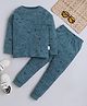 BABY NATION Cotton Knit Full Sleeves Fox & Geometric Printed Coordinating Night Suit Set - Dark Green